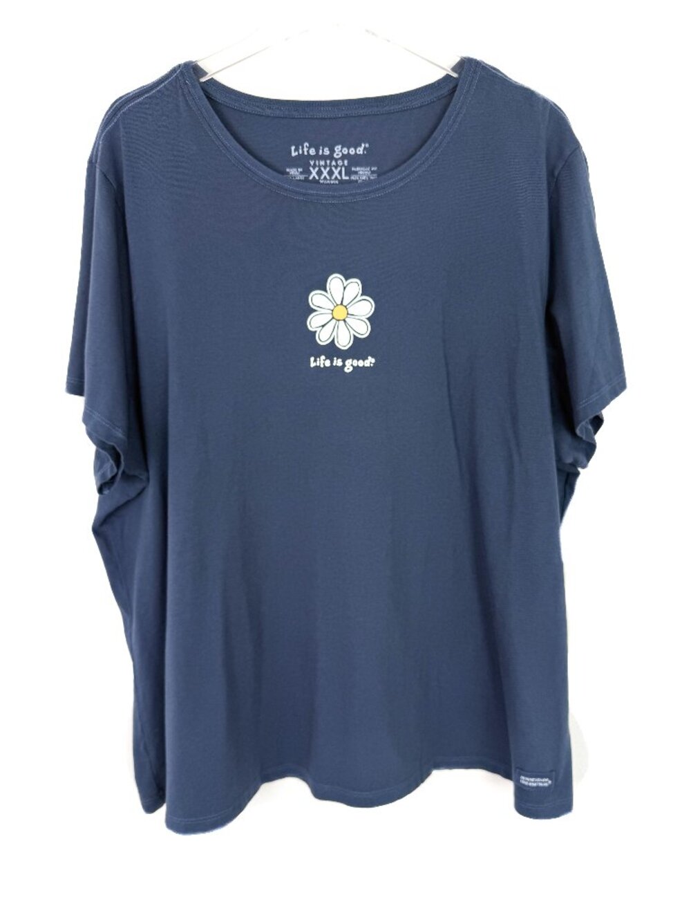 NWT Life is Good Women's Daisy Crusher Tee T-Shirt Short Sleeve Blue Size XXXL